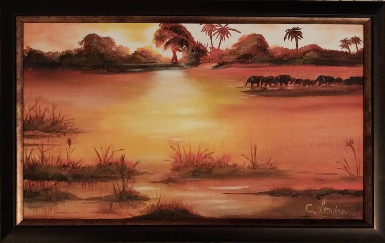 elephants-at-sunset-38cmx22cm